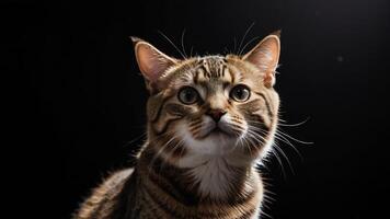 cat, portrait on black background photo