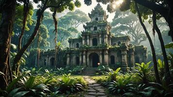 ancient ruins in the forest photo