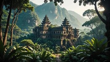 ancient ruins in the forest photo