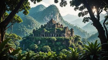 ancient ruins in the forest photo