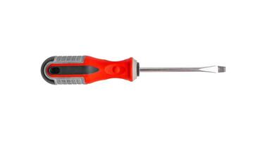 Isolated screwdriver on white background, tool with handle and head. Equipment for carpenter, photo
