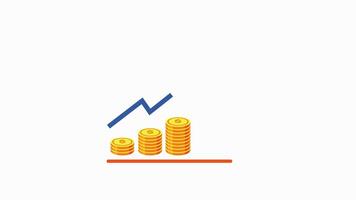 Coin graph animation,animated coin graph,gold coin growth,with 4k background,green screen video