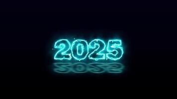 Neon Text Animation Happy New Year 2025, Neon text animation New Year 2025 for Concept of beginning of new year, happy celebration, video