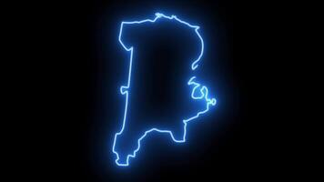 map of Barceloneta in puerto rico with a neon effect that lights up blue video