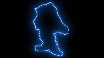 map of Baotou in mongolia with a neon effect that lights up in blue video