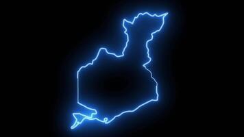 map of Guayama in puerto rico with a neon effect that lights up blue video
