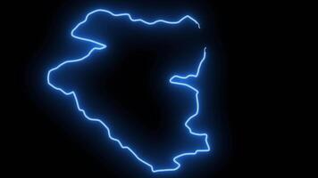 map of Bulgan Province in mongolia with a neon effect that lights up blue video