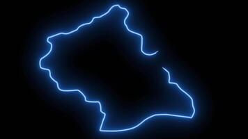 map of Bitola in North Macedonia with a neon effect that glows blue video