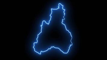 map of Jayuya in puerto rico with a neon effect that lights up blue video