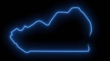 map of Ondjiva in Angola with a neon effect that glows blue video