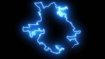 map of San Jose de Mayo in uruguay with a neon effect that lights up blue video