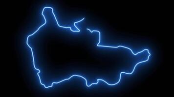 map of Thaba-Tseka in Lesotho with a neon effect that glows blue video