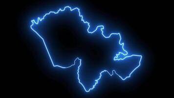 map of Mafeteng in Lesotho with a neon effect that glows blue video