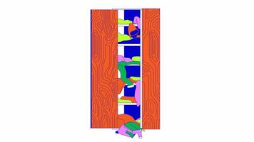 Excess clothes falling out of wardrobe line 2D objects animation. Too much clothing flat color cartoon 4K , alpha channel. Overloaded domestic closet animated items on white background video