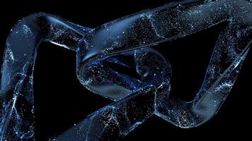 Abstract curve geometry with flowing particles, 3d rendering. video