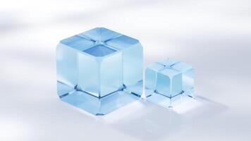 Glass cube with bright light background, 3d rendering. video
