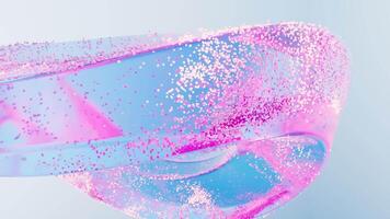 Transparent glass geometry with flowing particles, 3d rendering. video
