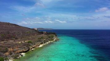 Aerial view over beaches of an island in the Caribbean video