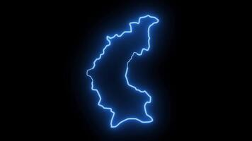 map of Ainaro in Timor Leste with a blue glowing neon effect video