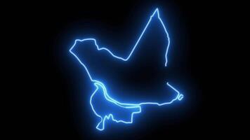 map of Daugavpils in Latvia with neon effect glowing blue video