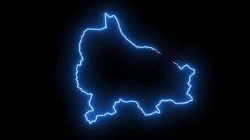map of Niksic in Montenegro with a neon effect that lights up in blue video