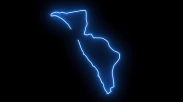 map of Libreville in gabon with a neon effect that lights up in blue video