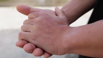 Hands Of A Man Intertwined Touching Each Other video