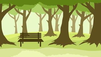 Landscape illustration of forest park with an empty bench vector