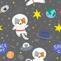 Seamless pattern with astronaut cat vector