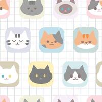 Seamless pattern with cat face vector