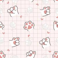 Seamless pattern with cute cat paw vector