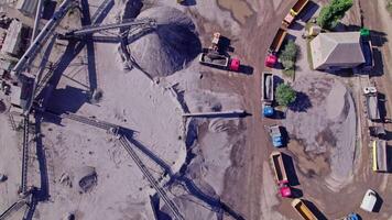 Stone crusher plant machine in work process, conveyor belt and hopper feeder video