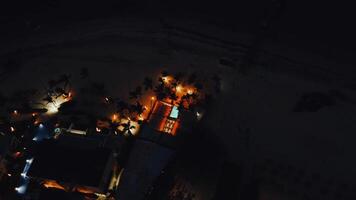 Scenic Aerial View from Drone of Night view of the ocean touristic coastline video
