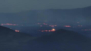 Aerial view of the latest eruption in Iceland on the May 29, 2024. Huge cracks and lava flows are visible from the distance. video