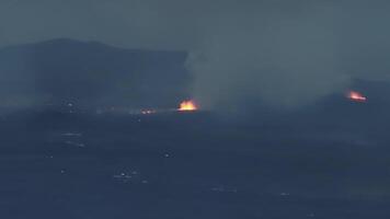 Aerial view of the latest eruption in Iceland on the May 29, 2024. Huge cracks and lava flows are visible from the distance. video