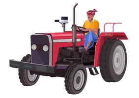 Farmer Riding a Tractor, agricultural machinery, loop animation on transparent background video