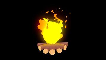 Campfire Animation, Fireplace in Nature, loop animation on transparent background video