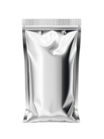 Silver Pouch Packaging - Flexible Foil Bag, Standup Container, Reusable Ziplock, Minimalist, Blank Mockup, Product Storage, Clean and Modern Design png