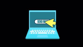 Send Business E-Mail With Notebook On Alpha Channel 2D Animation video