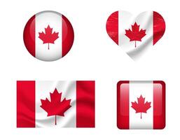 Canada flag set of icons. flag of Canada, symbol. Set of Canadian flags button, waved, heart. vector