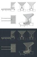 Rotary feeder blueprints vector