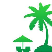 Green palm tree isolated on white background. Palm silhouette vector