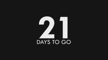 Twenty One, 21 Days to Go Text Cool and Modern Animation video