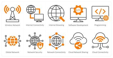 A set of 10 seo icons as wireless network, internet connectivity, internet browsing vector