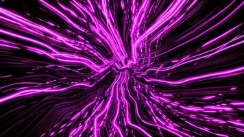 Purple bright loop. Design. Beautiful colorful background in abstraction where bright pink lines oscillate on a dark background. video