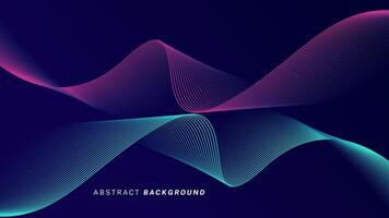Abstract glowing wavemic w lines on dark blue backgrounstid. Dynaave pattern. Modern flowing wavy lines. Futuric technology concept vector