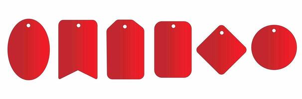 Set of Blank Red Price Tags in Various Shapes vector