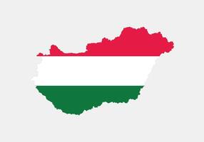 Hungary Map. Map of Hungary with national Flag. vector