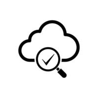 cloud with magnifying glass and checkmark icon vector
