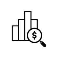 bar chart with magnifying glass and dollar symbol vector